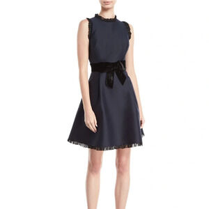 Kate spade velvet bow fit & flare navy dress
